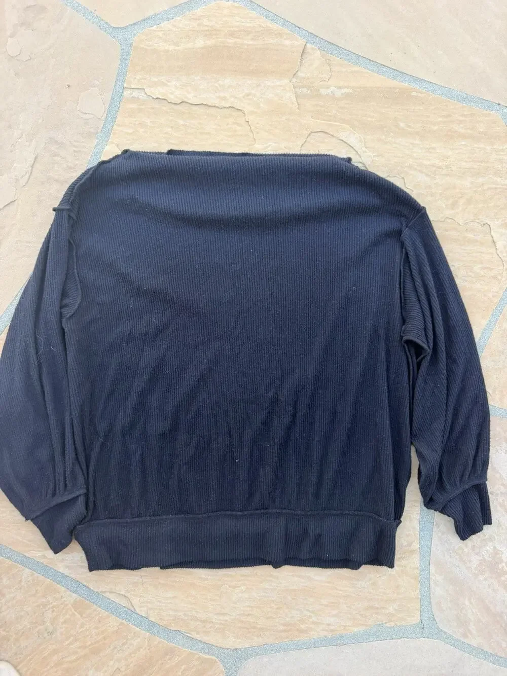 Free People We The Free Black Size Medium Main Squeeze Boat Neck Thermal Top